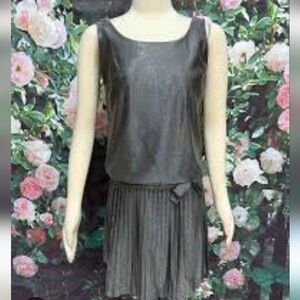 60's Vintage Ronnie Union Made Gray Metallic Pleated Dress